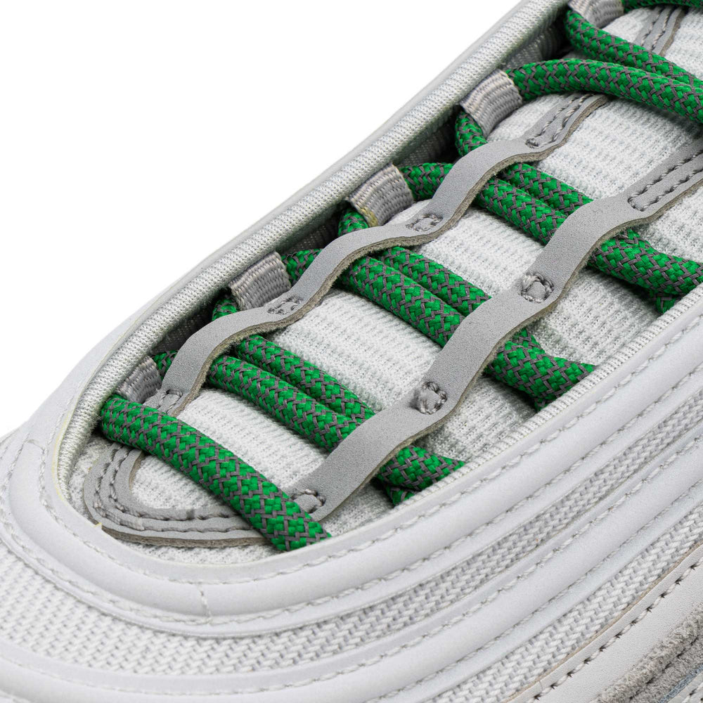 Lace Lab Green 3M Reflective Rope Laces on shoe