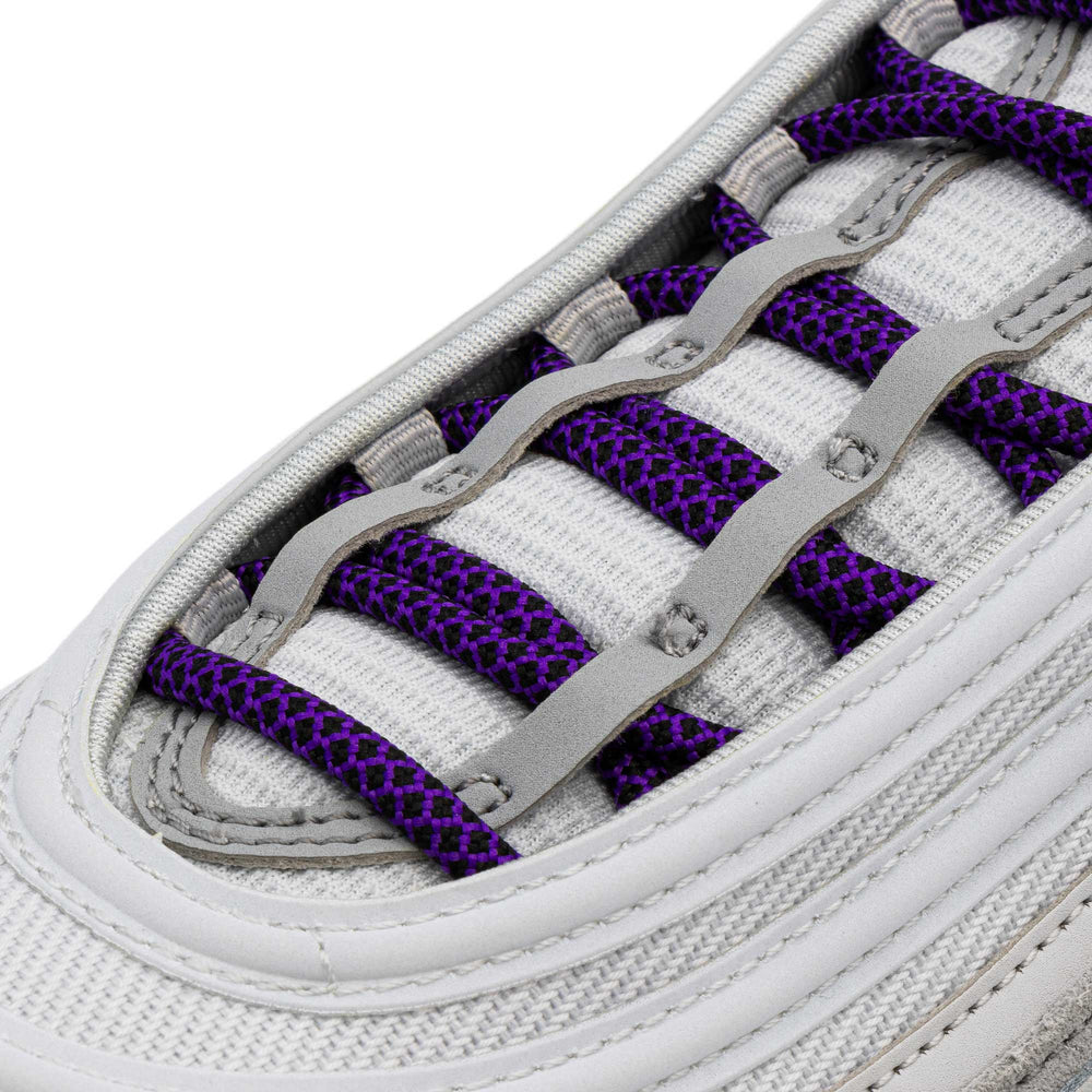 Lace Lab Purple/Black Rope Laces on shoe