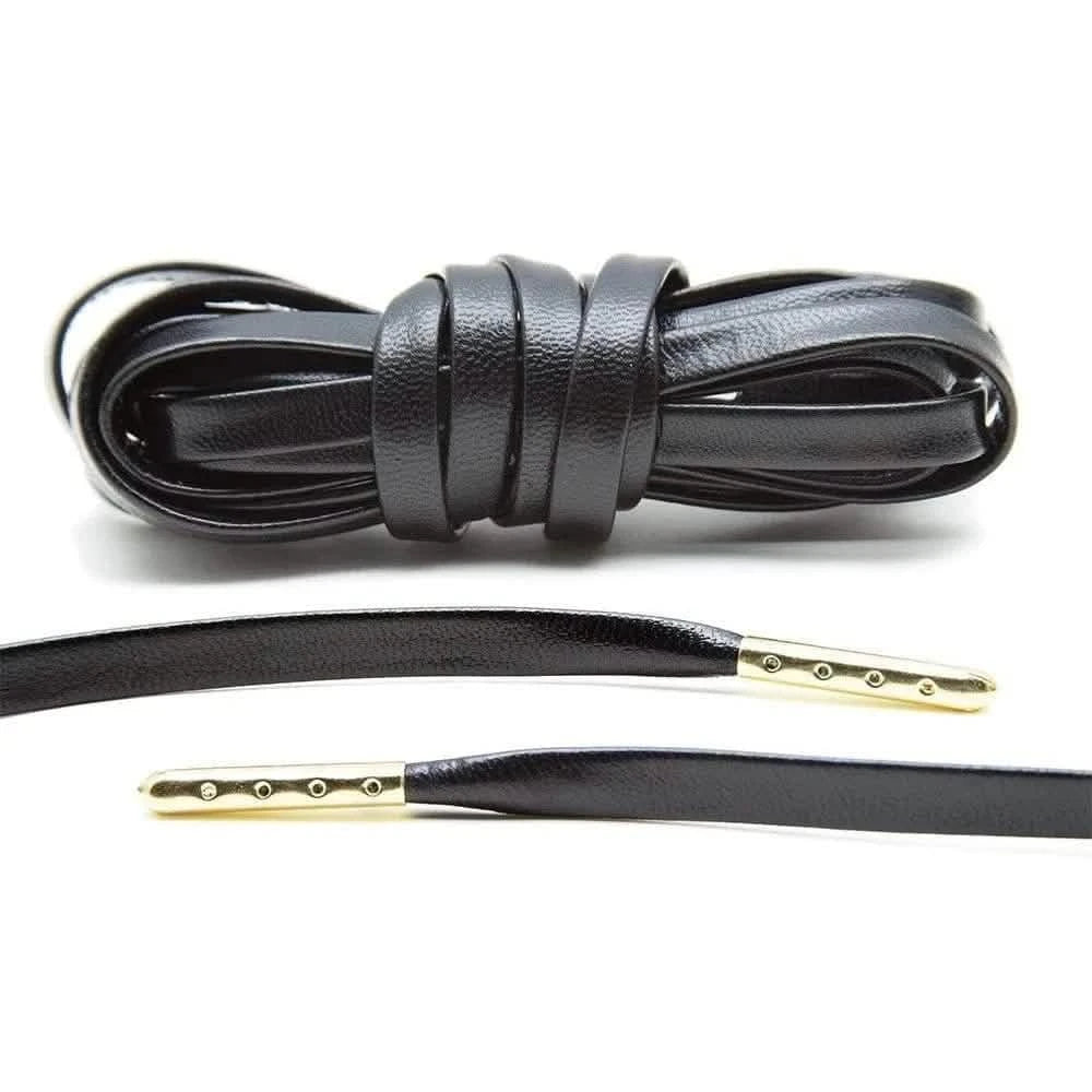 Lace Lab Black Luxury Leather Laces - Gold Plated