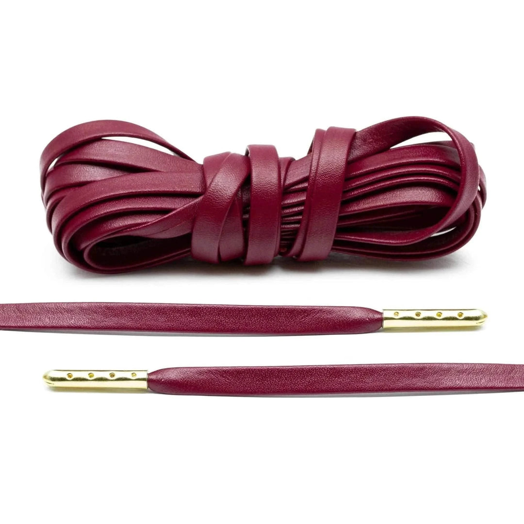 Lace Lab Burgundy Luxury Leather Laces - Gold Plated