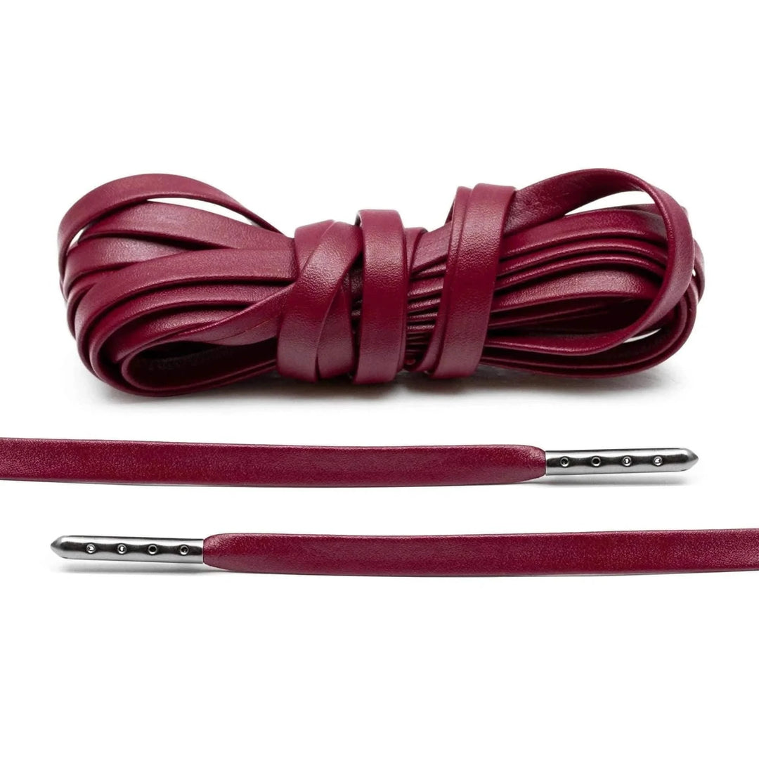 Lace Lab Burgundy Luxury Leather Laces - Gunmetal Plated