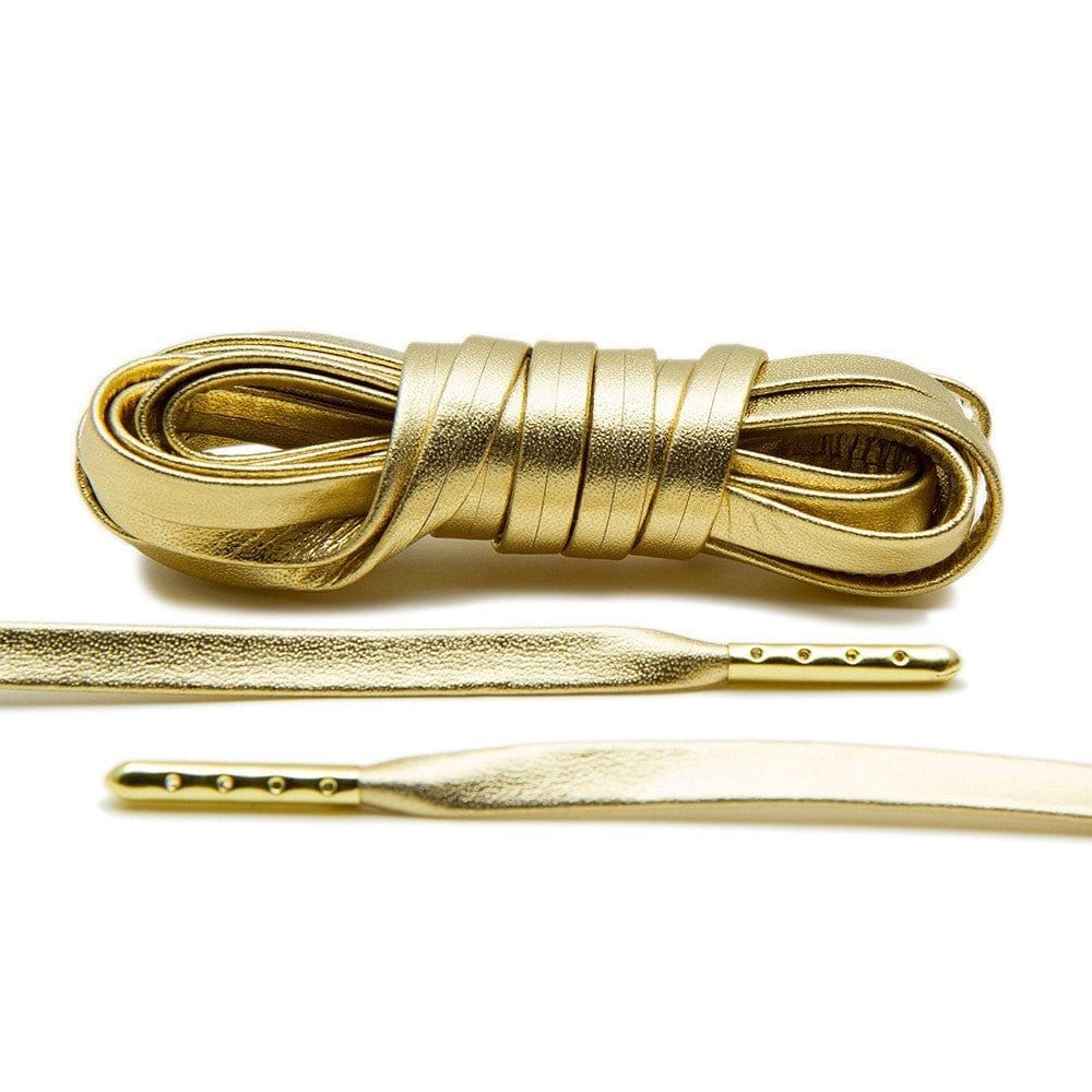 Gold Luxury Leather Laces Gold Plated | Shoe Laces