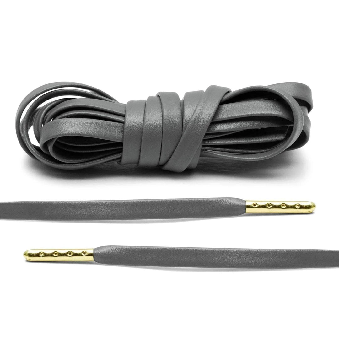 Lace Lab Grey Luxury Leather Laces - Gold Plated