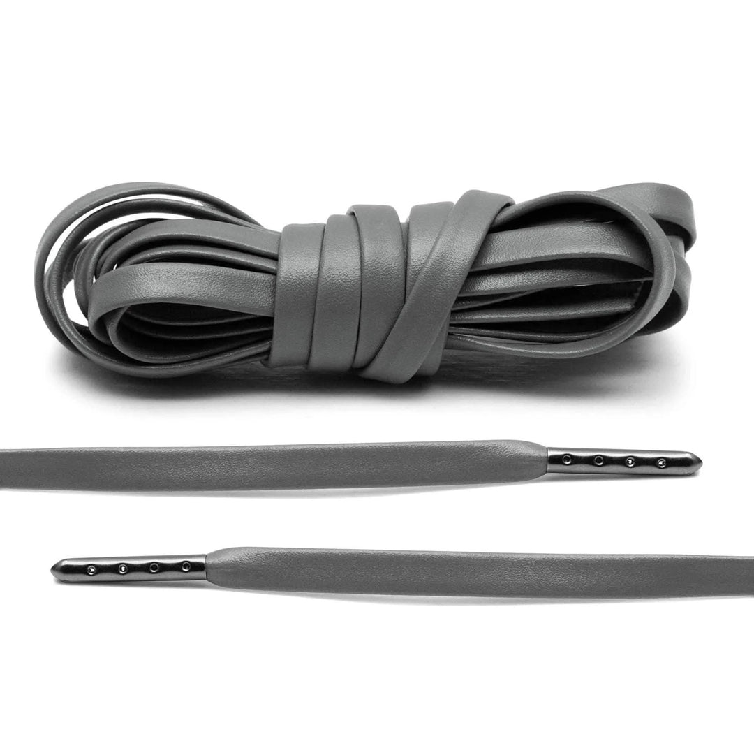 Lace Lab Grey Luxury Leather Laces - Gunmetal Plated