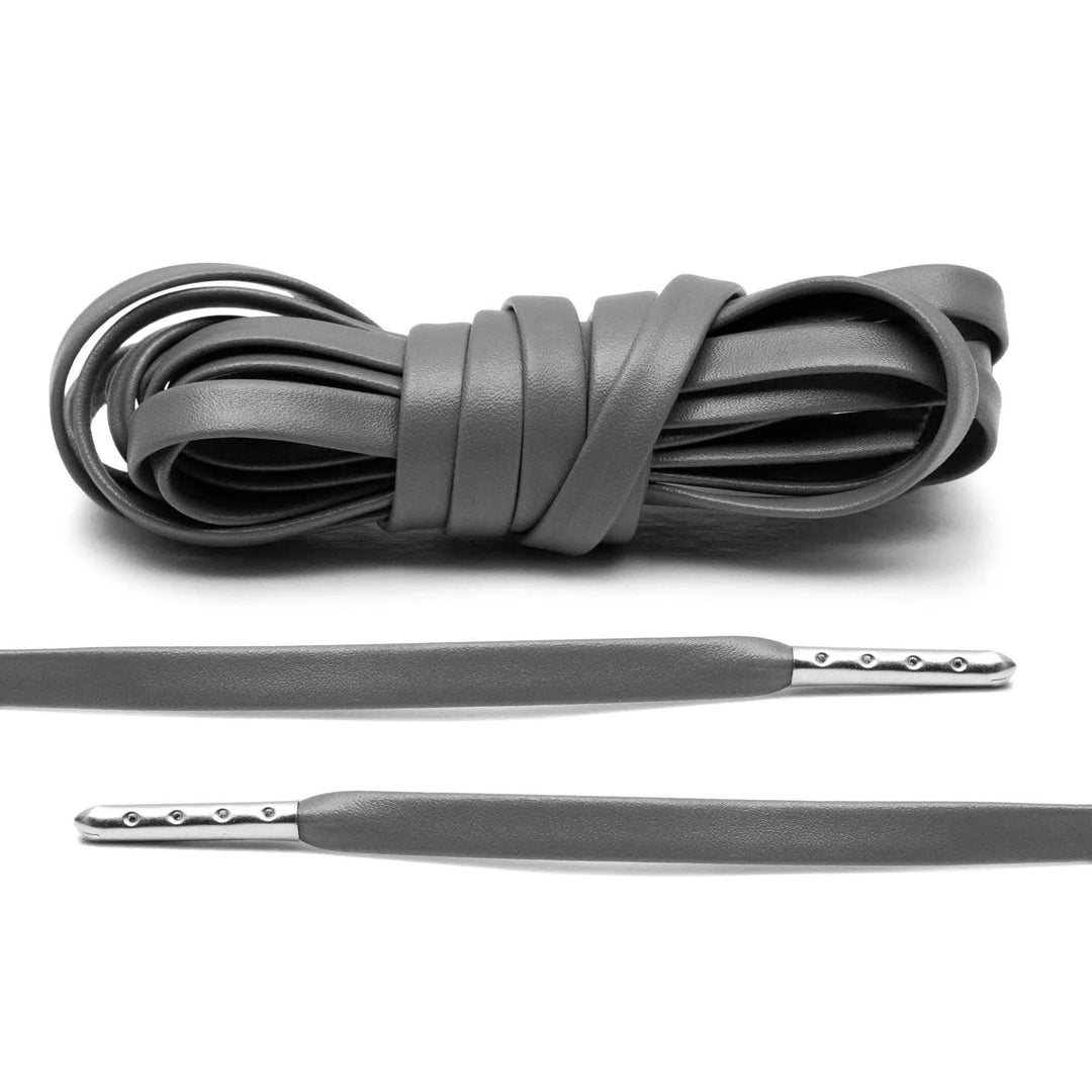 Lace Lab Grey Luxury Leather Laces - Silver Plated