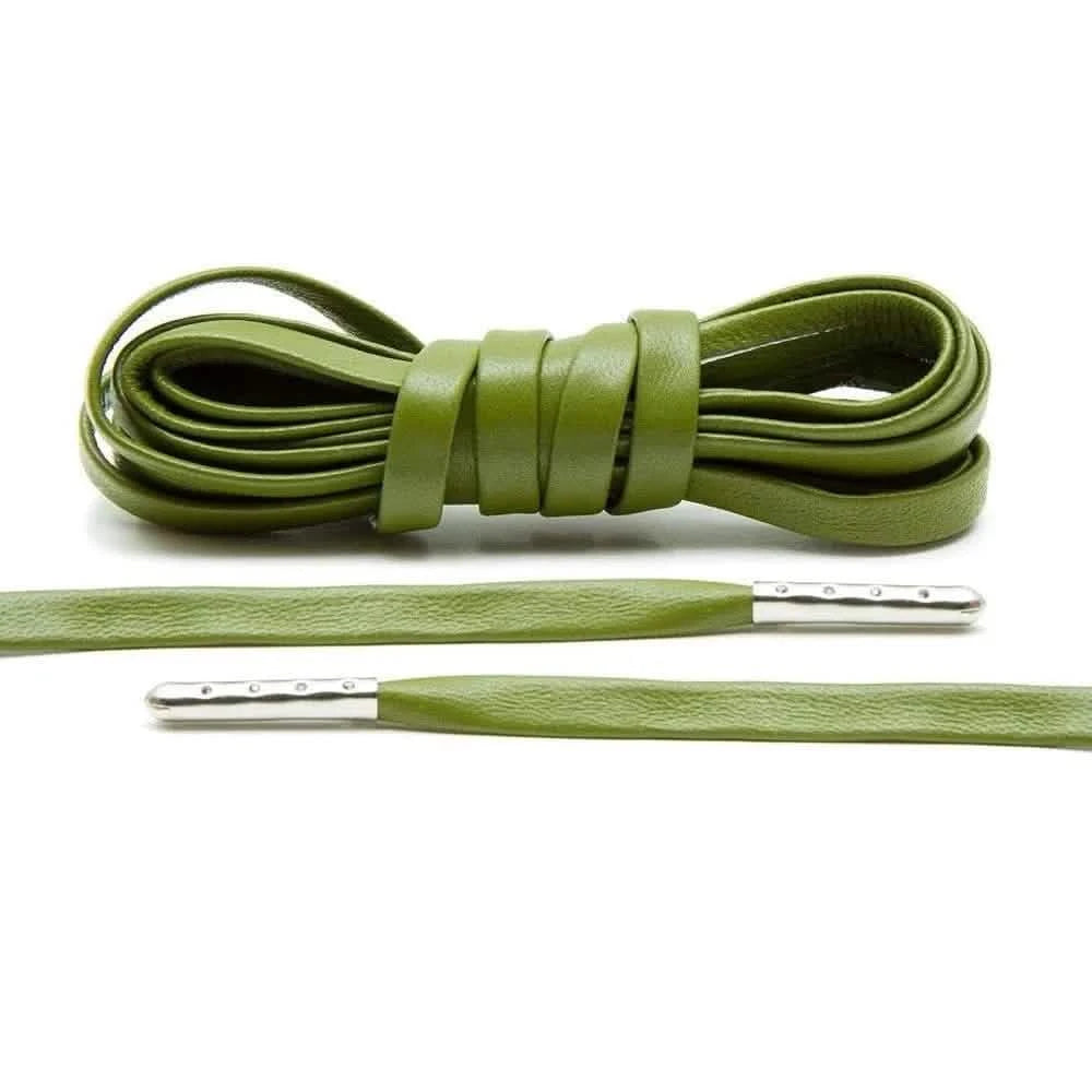 Lace Lab Olive Luxury Leather Laces - Silver Plated