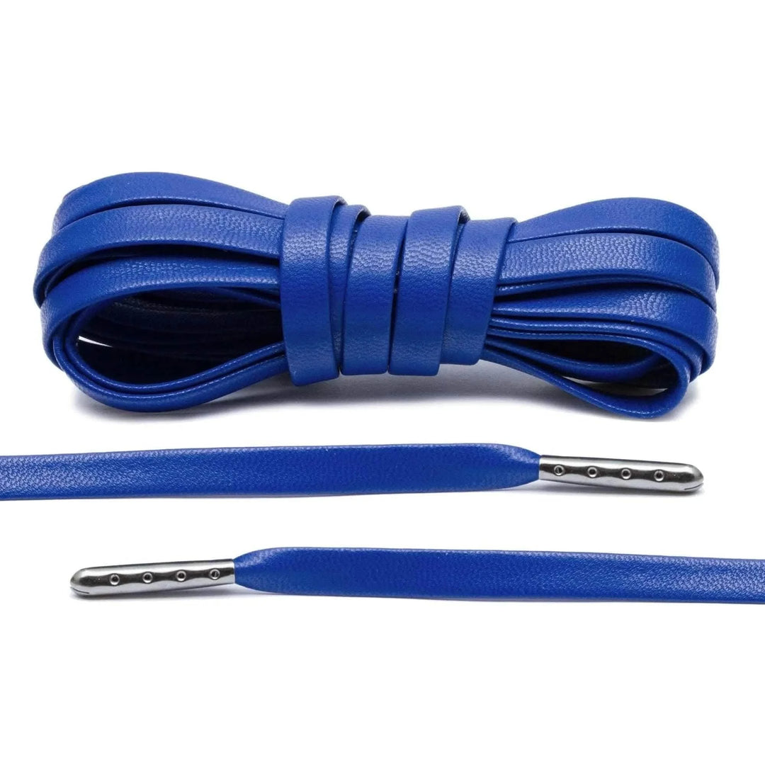 Lace Lab Royal Blue Luxury Leather Laces - Gunmetal Plated
