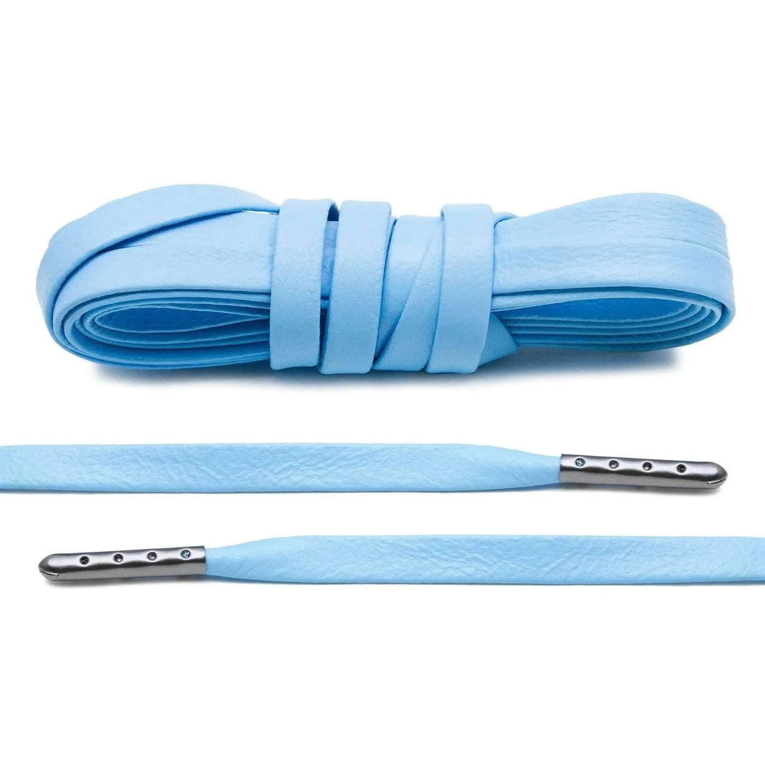 Lace Lab University Blue Luxury Leather Laces - Gunmetal Plated