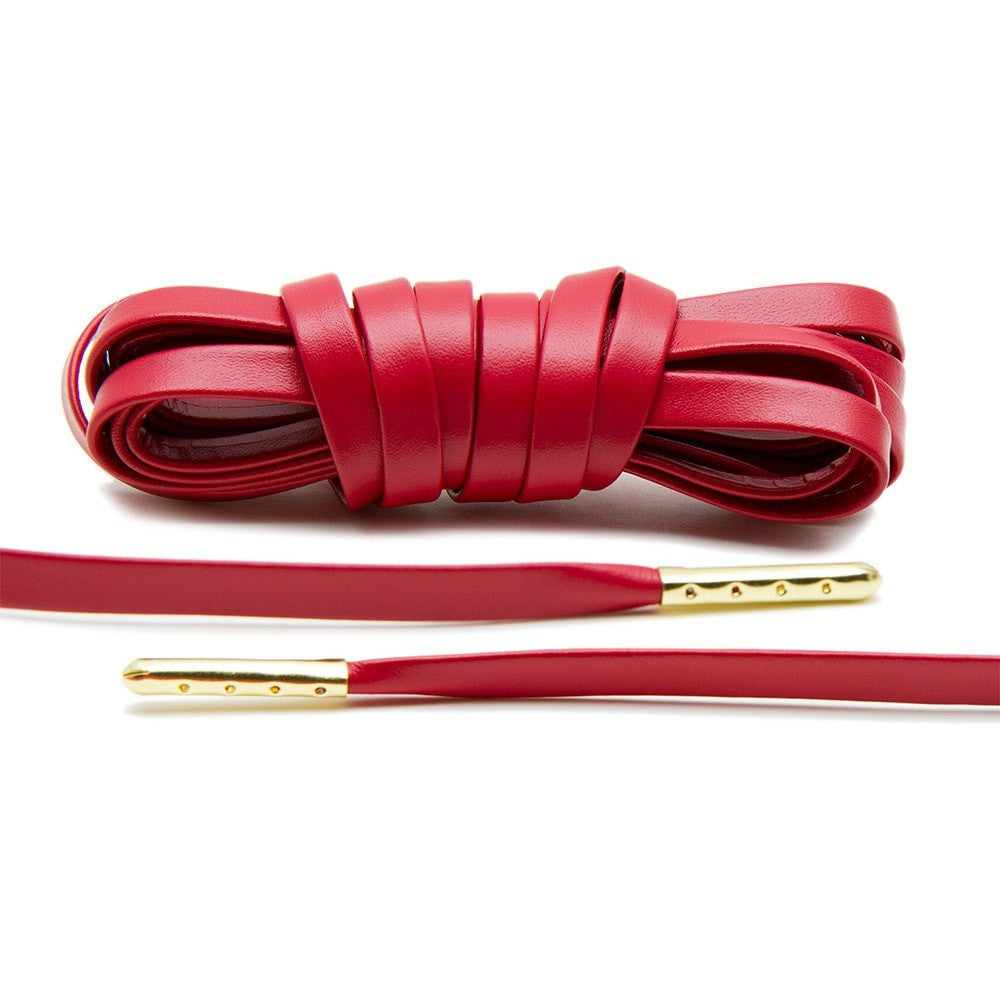 Red Luxury Leather Laces - Gold Plated