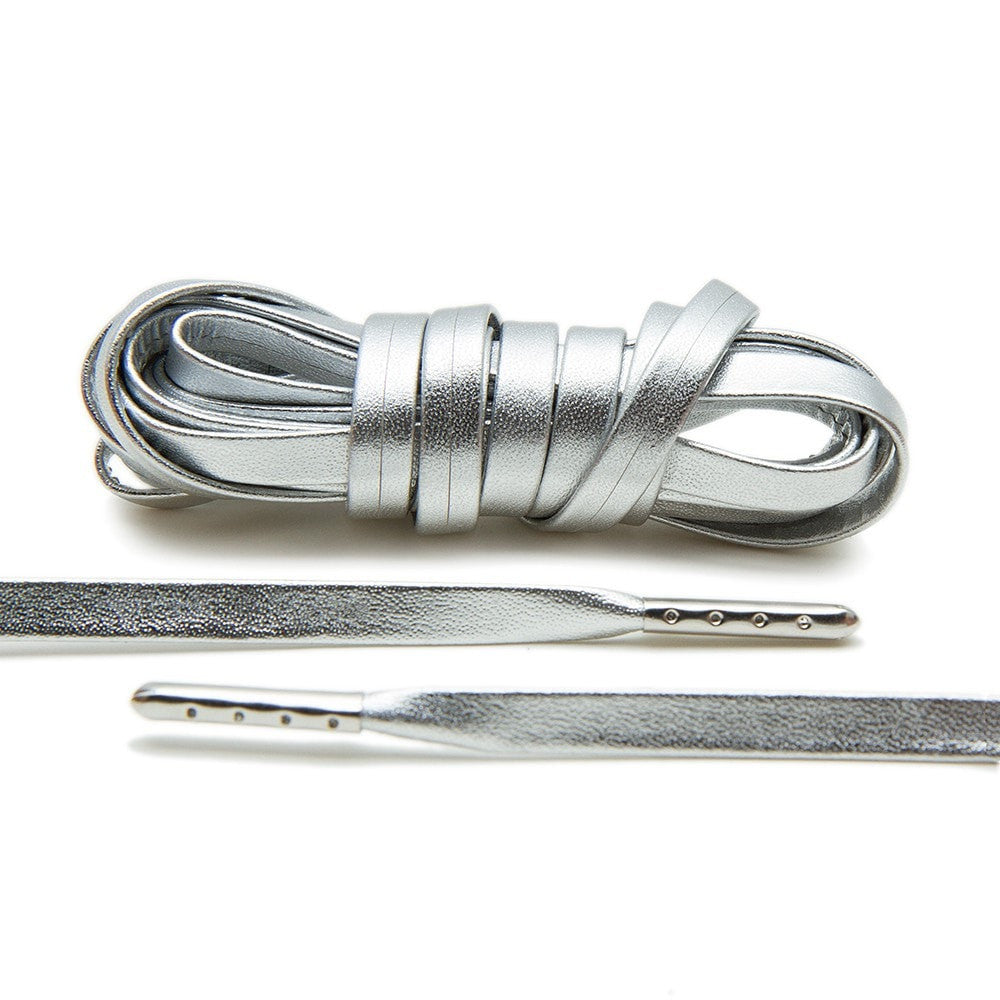 Silver Luxury Leather Laces - Silver Plated 54