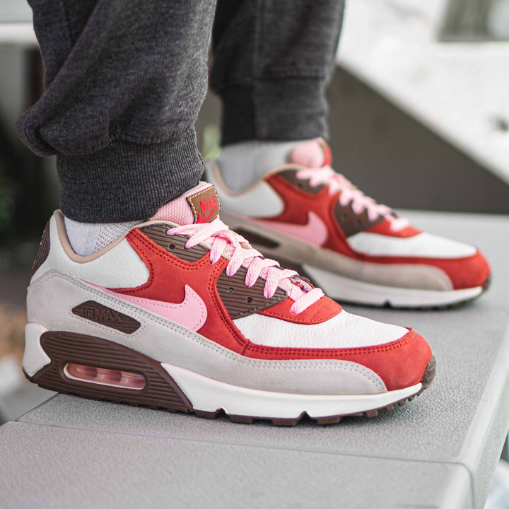 Pink Red and Brown Nike Air Max 90 with Pink Lace Lab Jordan Replacement Laces