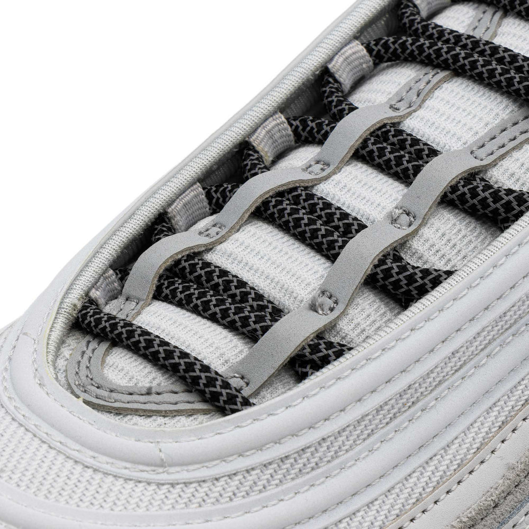 Lace Lab Black 3M Reflective Rope Laces on shoe