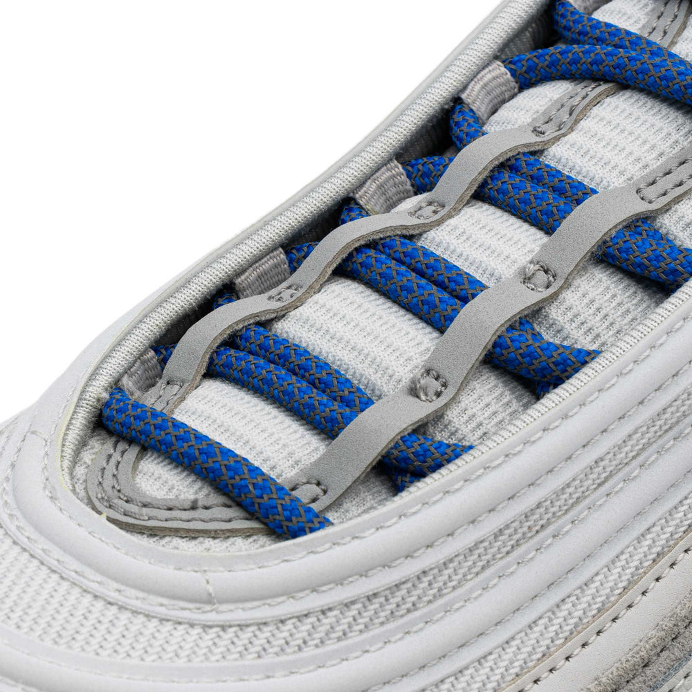 Lace Lab Blue 3M Reflective Rope Laces on shoe