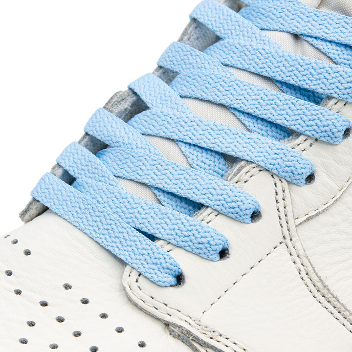 On shoe photo of Lace Lab Carolina Blue Jordan 1 Replacement Shoelaces