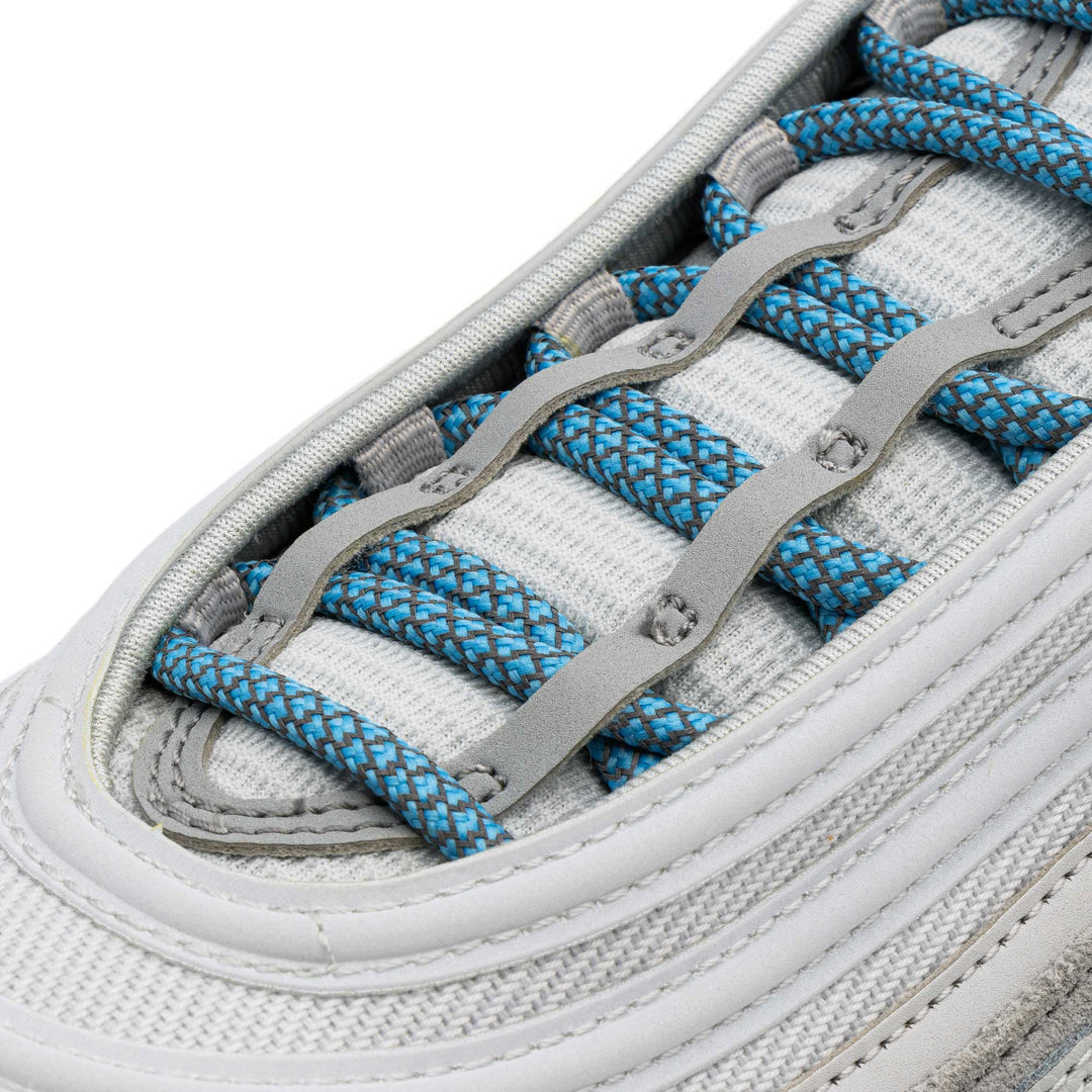 Lace Lab Cove Blue 3M Reflective Rope Laces on shoe