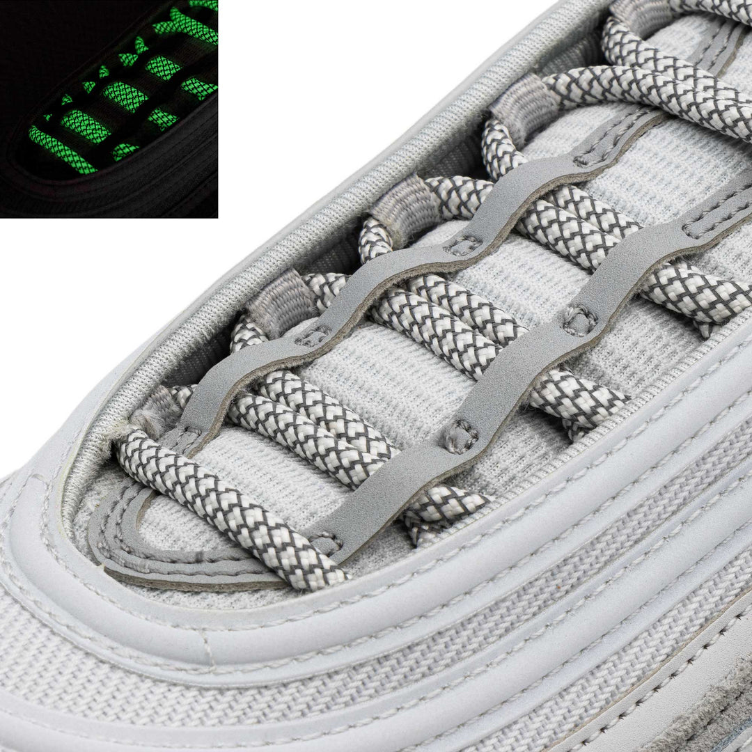 Lace Lab Glow In The Dark 3M Reflective Rope Laces on shoe