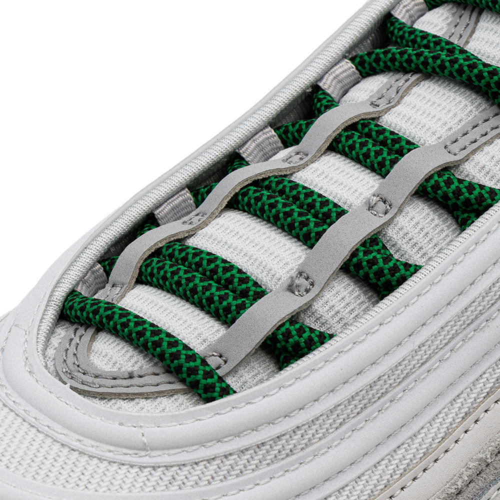 Lace Lab Green/Black Rope Laces on shoe