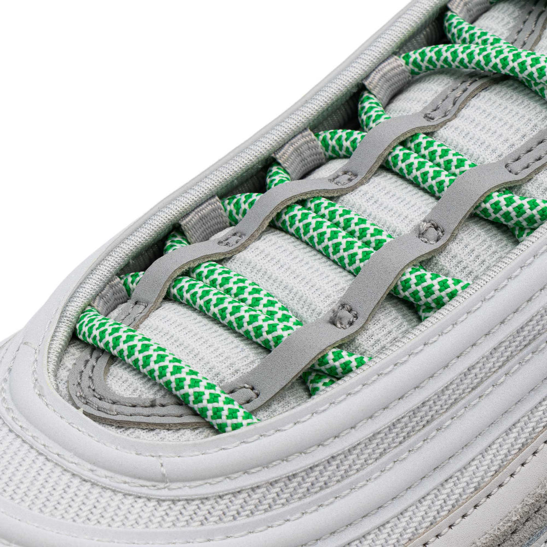 Lace Lab Green/White Rope Laces on shoes