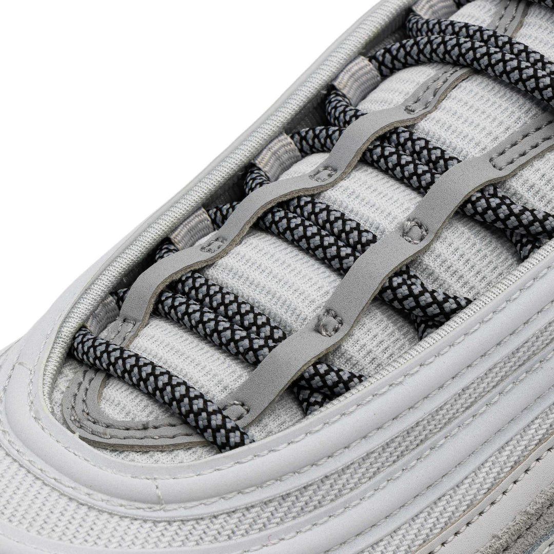 Lace Lab Grey/Black Rope Laces on shoe