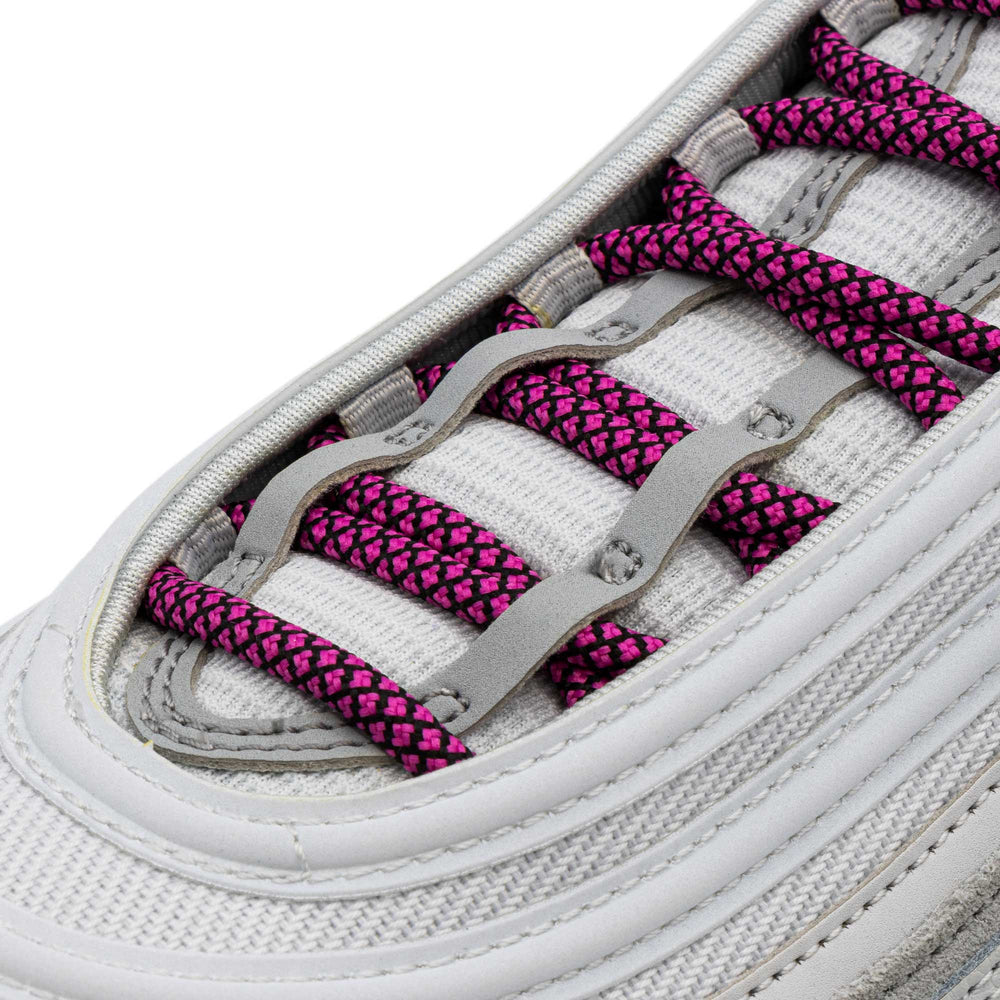 Lace Lab Hot Pink/Black Rope Laces on shoe