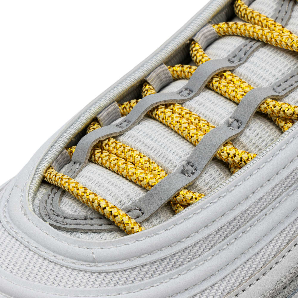 Lace Lab Metallic Gold/White Rope Laces on shoe