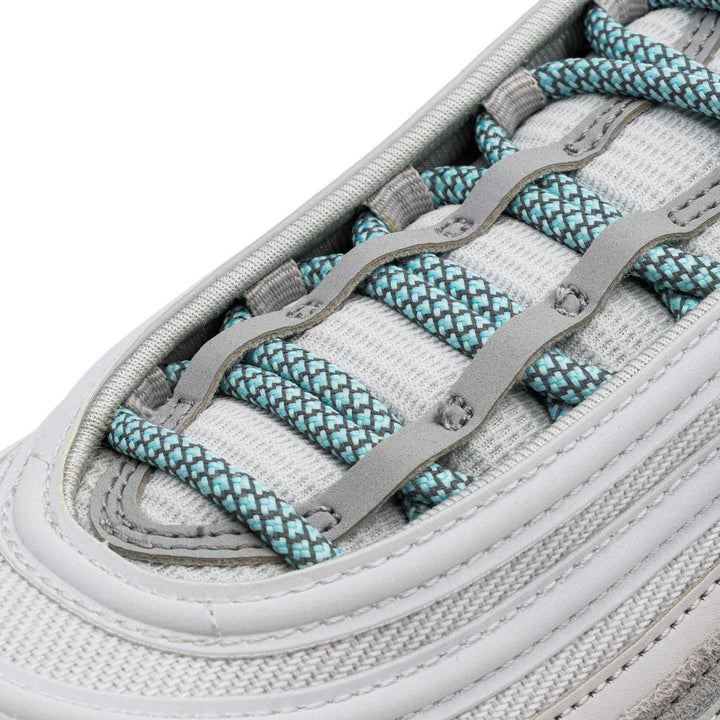 Lace Lab Mint 3M Reflective Rope Laces on shoe