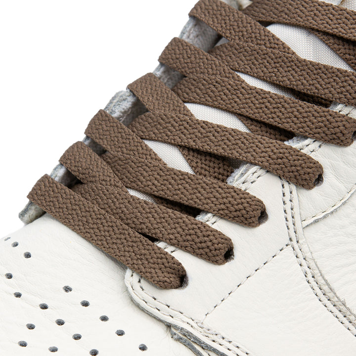 On Shoe picture of Lace Lab Mocha Jordan 1 Replacement Shoelaces