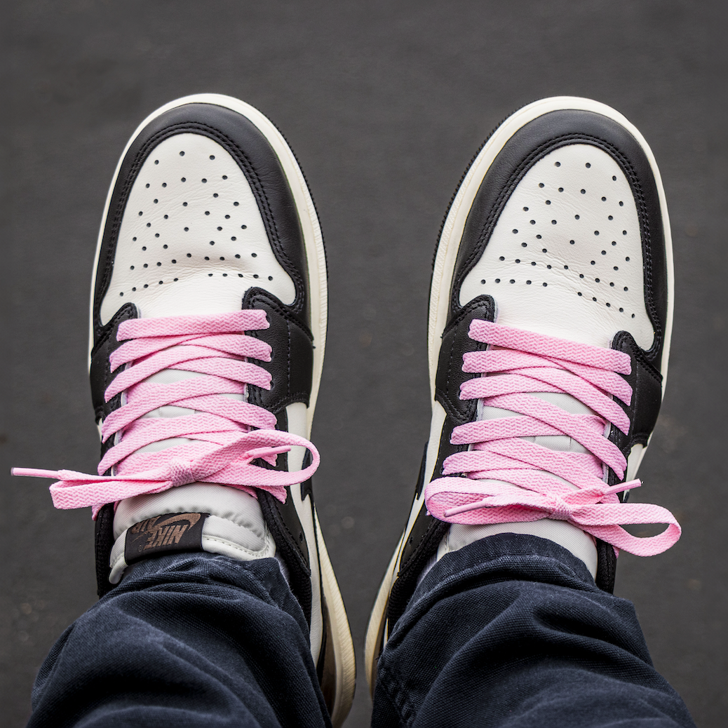 Mocha Nike Air Jordan 1 Low with Pink Lace Lab Jordan Replacement Laces