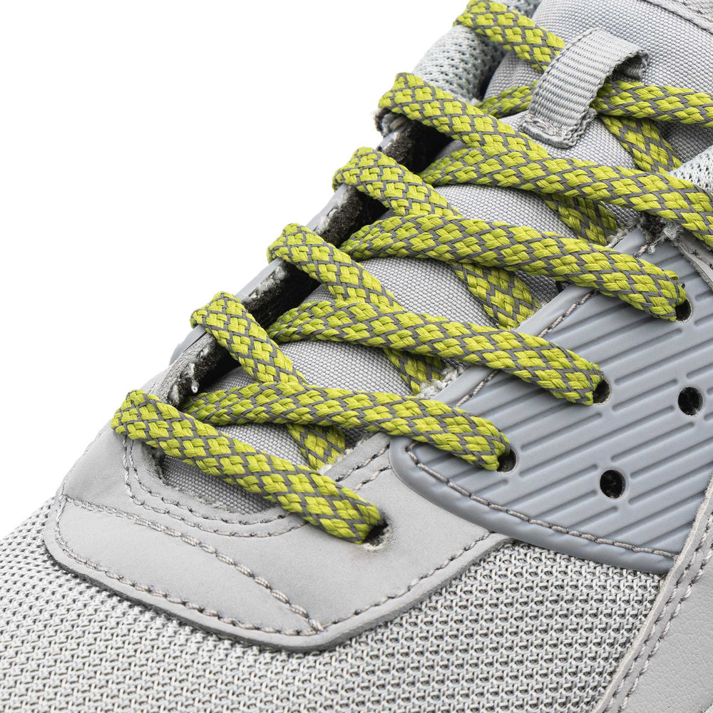 Olive Flat Reflective 2.0 Lace Lab Laces on Shoes