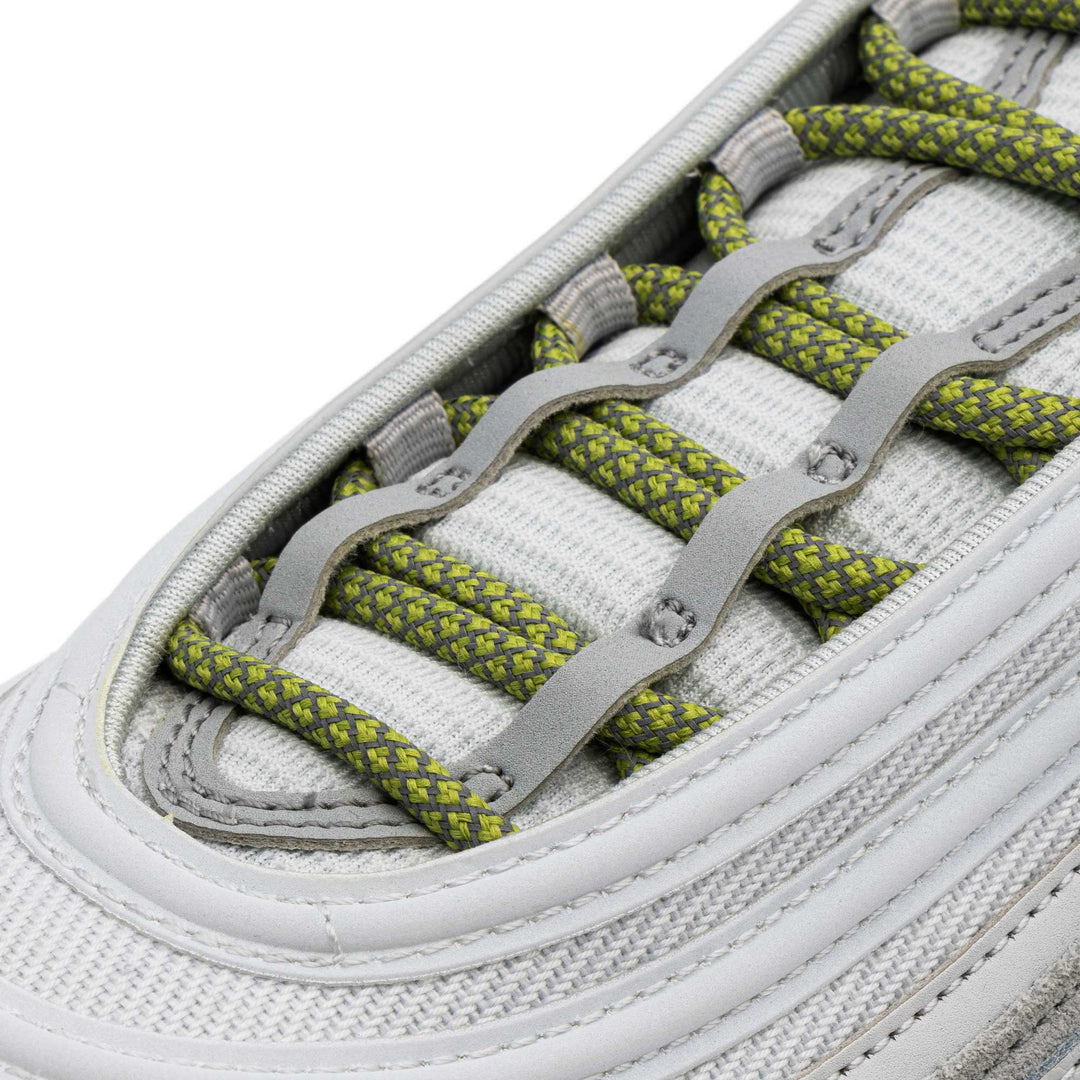 Lace Lab Olive 3M Reflective Rope Laces on shoe