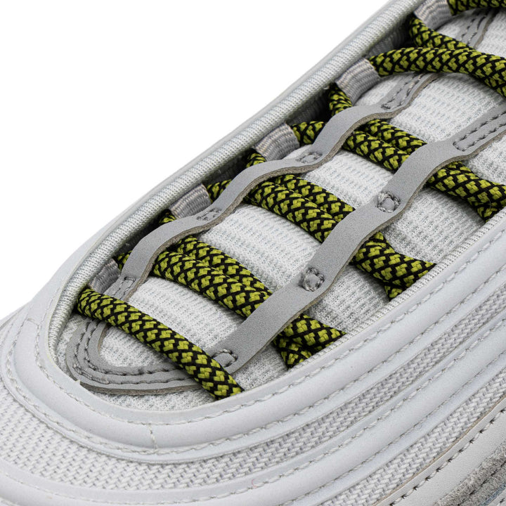 Lace Lab Olive/Black Rope Laces on shoe
