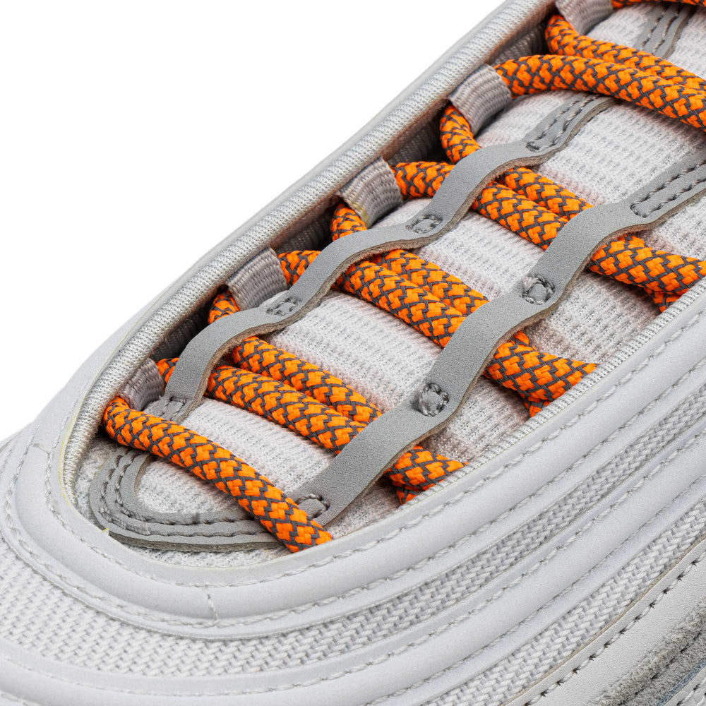 Lace Lab Orange 3M Reflective Rope Laces on shoe