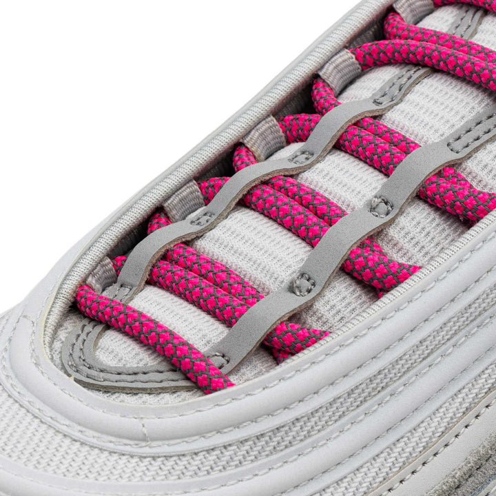 Lace Lab Pink 3M Reflective Rope Laces on shoe