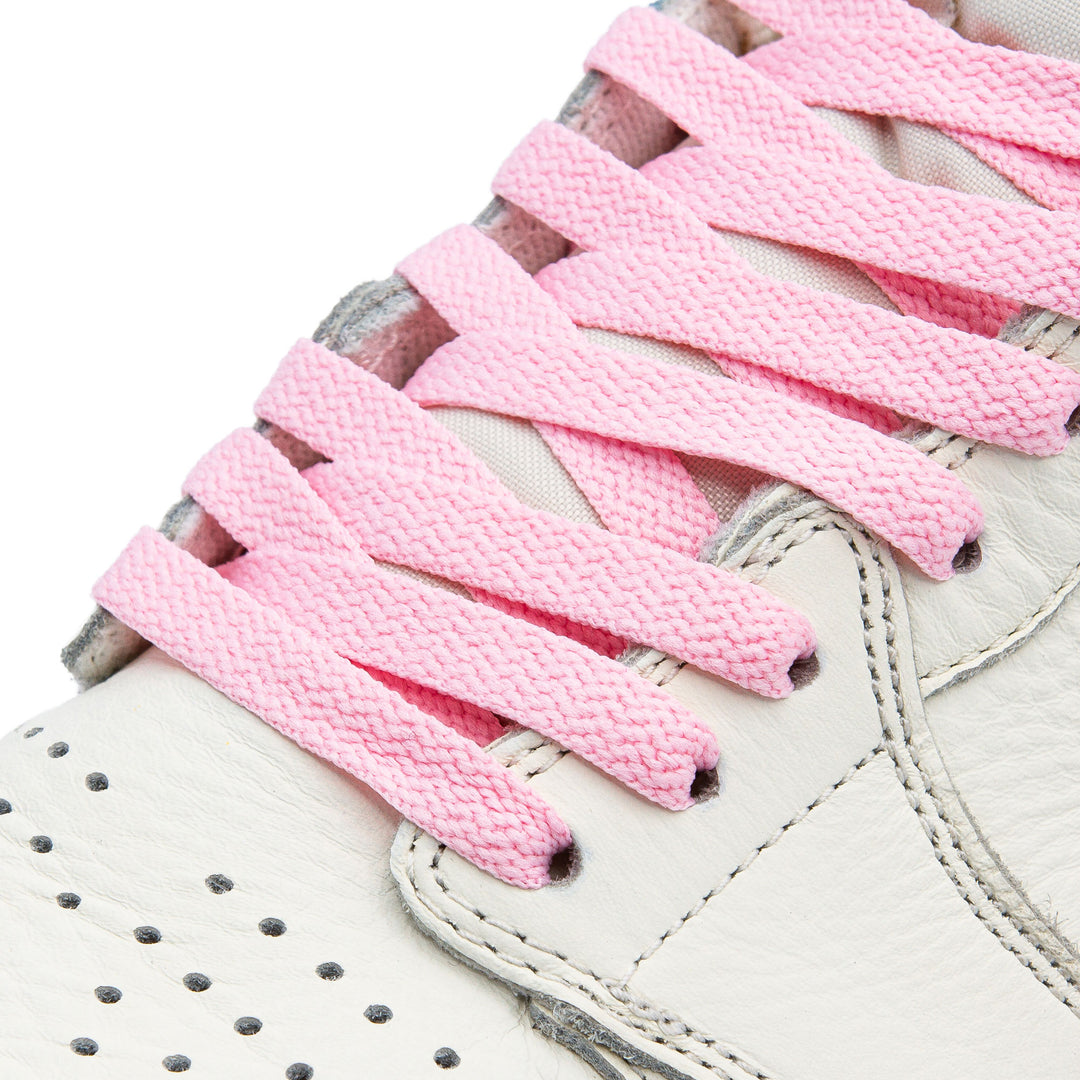 On Shoe picture of Lace Lab Pink Jordan 1 Replacement Shoelaces