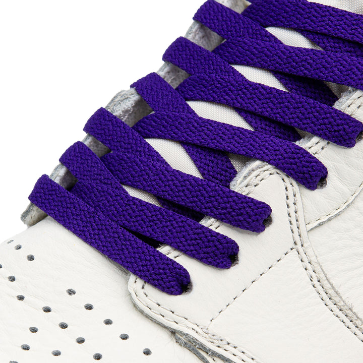 On Shoe picture of Lace Lab Purple Jordan 1 Replacement Shoelaces