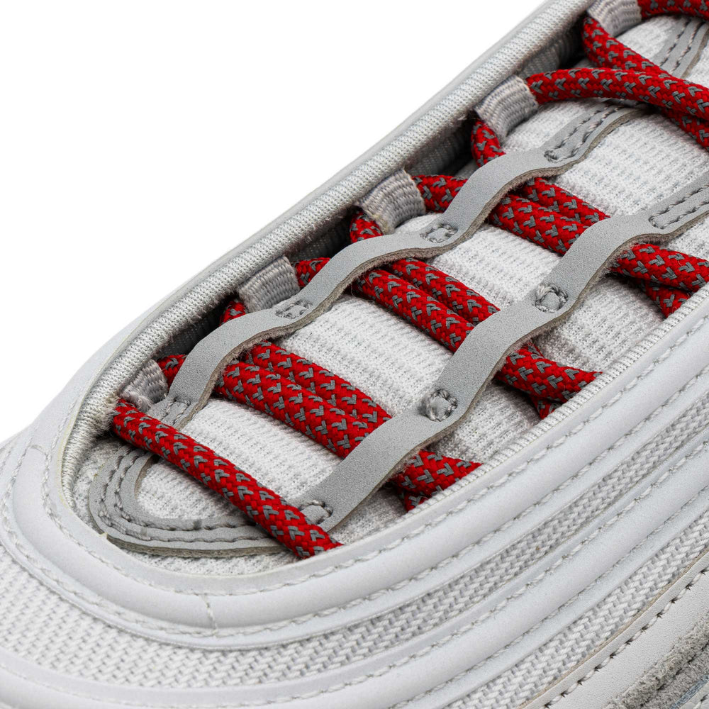 Lace Lab Red 3M Inverse Rope Laces on shoe