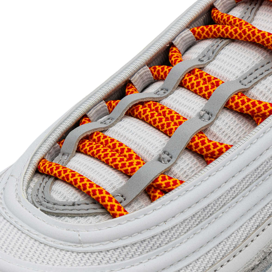 Lace Lab Red/Orange Rope Laces on shoe