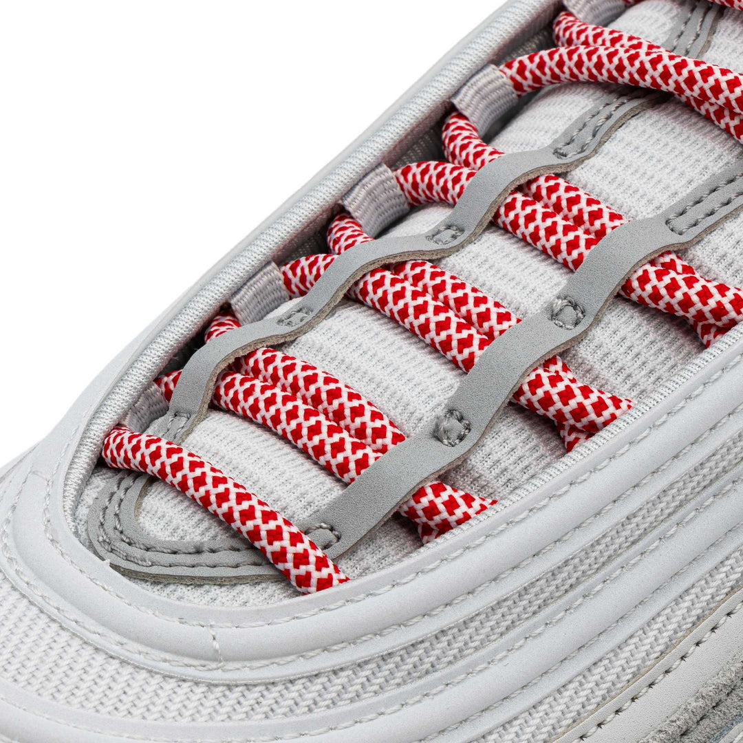 Lace Lab Red/White Rope Laces on shoes