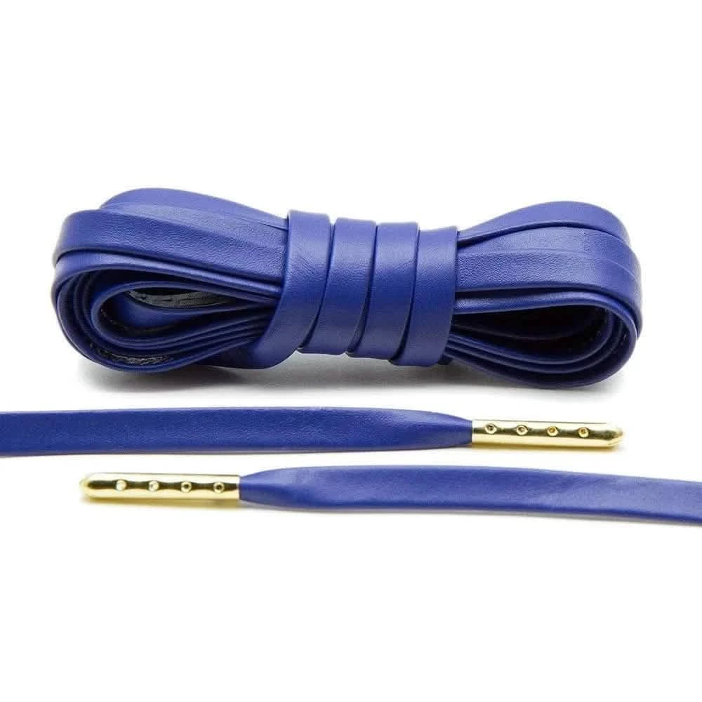 Blue Luxury Leather Laces - Gold Plated