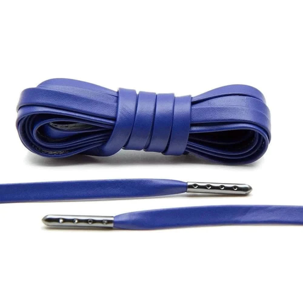 Blue Luxury Leather Laces - Gunmetal Plated