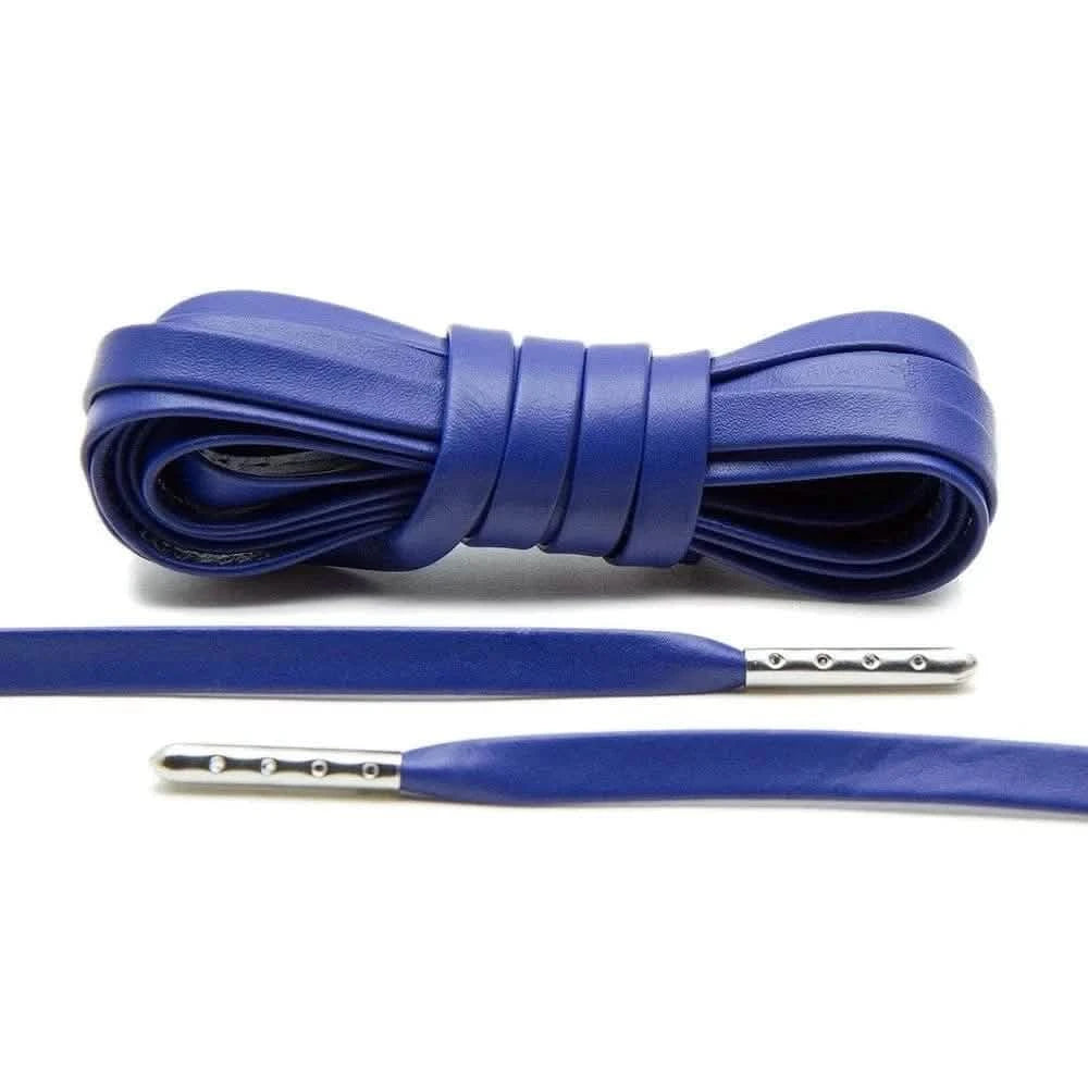 Blue Luxury Leather Laces - Silver Plated