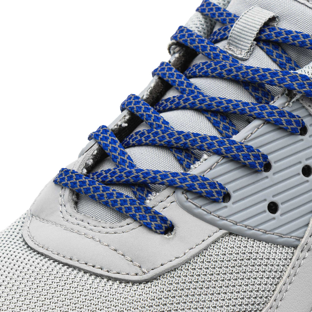 Sapphire Flat Reflective 1.0 Lace Lab Laces on Shoes