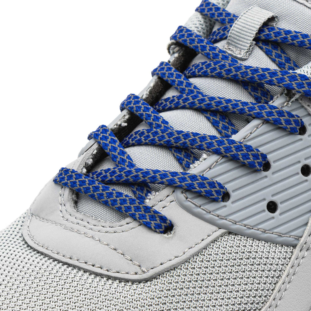 Sapphire Flat Reflective 1.0 Lace Lab Laces on Shoes