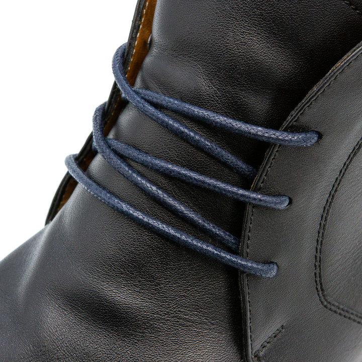 Navy Blue Waxed Dress Shoelaces
