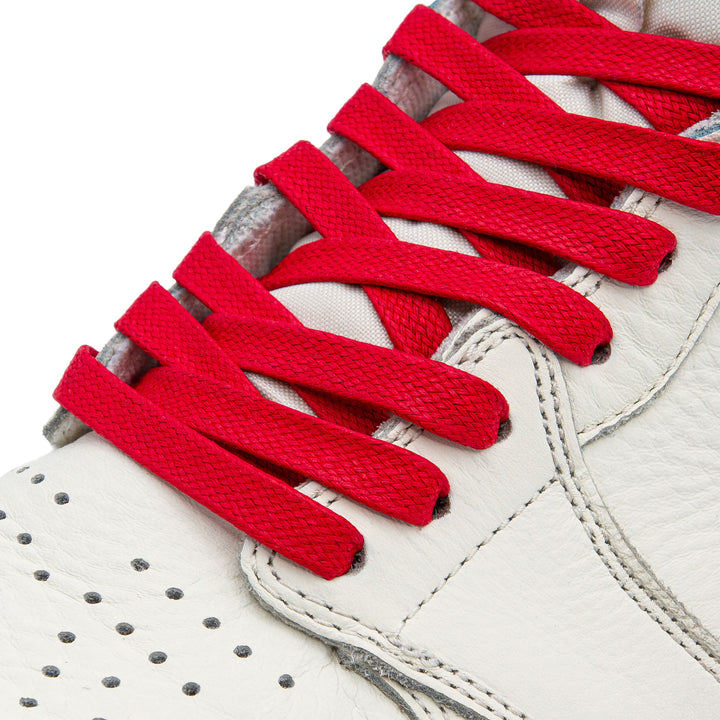 On Shoe picture of Lace Lab Red Waxed Shoelaces
