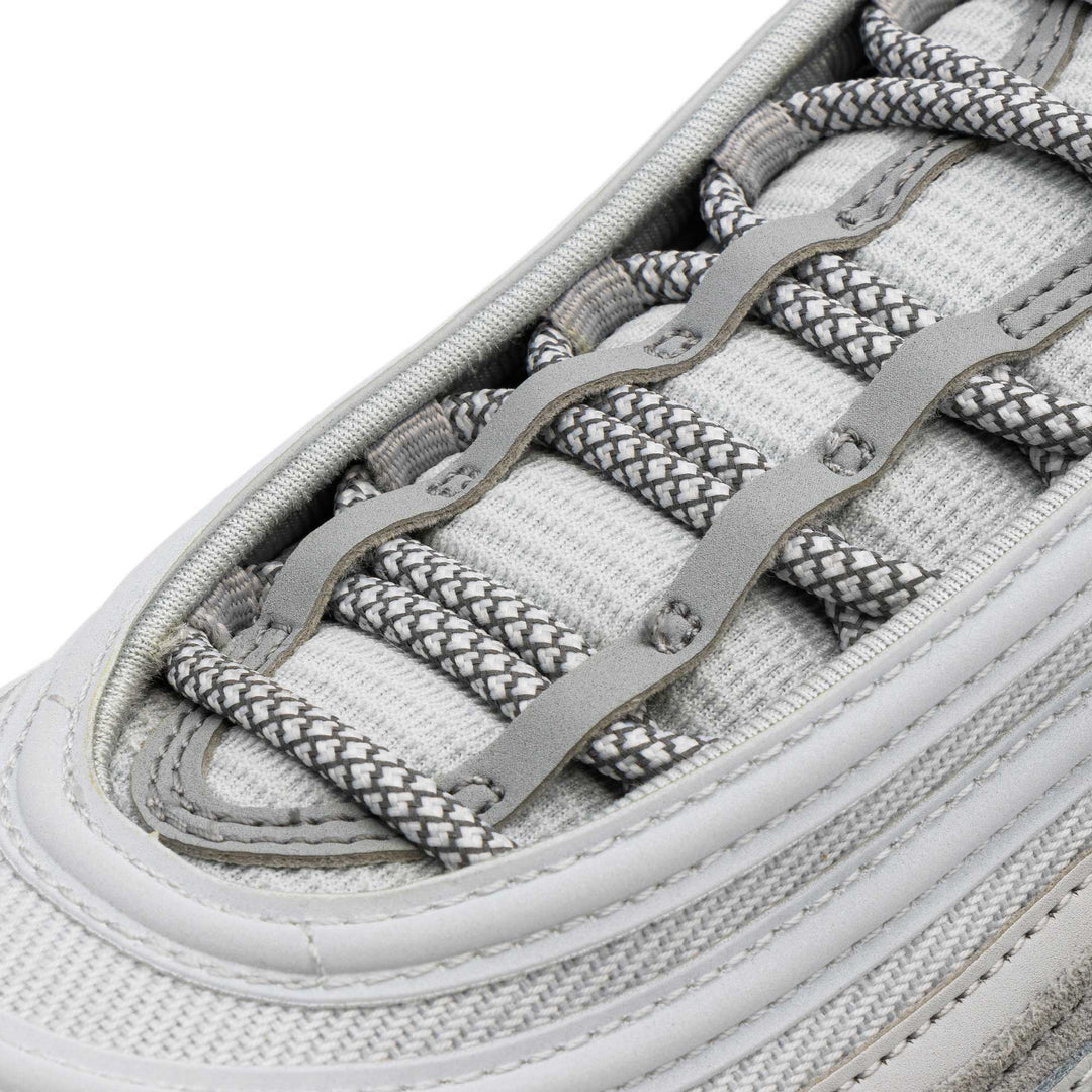 Lace Lab White 3M Reflective Rope Laces on shoe