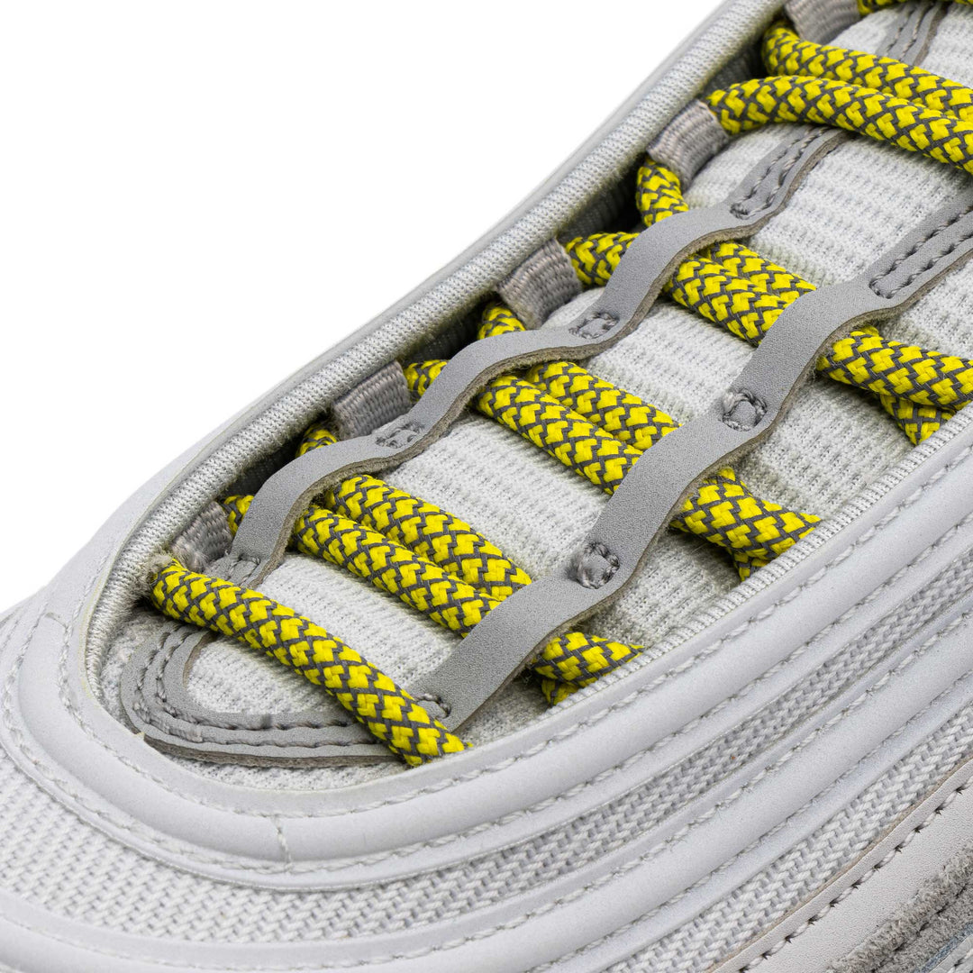 Lace Lab Yellow 3M Reflective Rope Laces on shoe