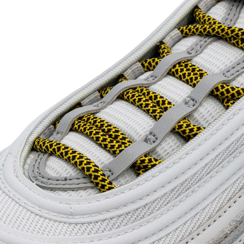Lace Lab Yellow/Black Rope Laces on shoe