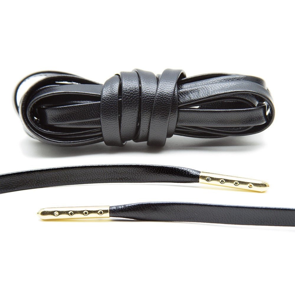 Black Luxury Leather Laces - Gold Plated - Lace Lab