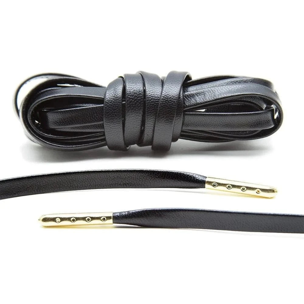 Black Luxury Leather Laces - Gold Plated - Lace Lab